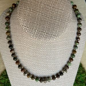 Green opal and sterling necklace